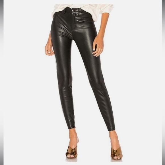 Free People Pants - Free People Vegan Leather High Rise Pant Black Women's Sz 28